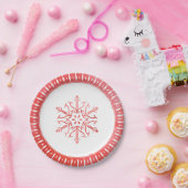 Artistieke Waterverf Snowflake Red Kerstmis Papieren Bordje (Feest)