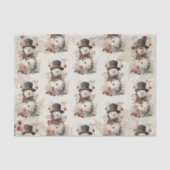 Artistieke Waterverf Snowman Beige Floral Tissuepapier (Voorkant)