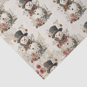 Artistieke Waterverf Snowman Beige Floral Tissuepapier (Detail)