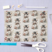 Artistieke Waterverf Snowman Beige Floral Tissuepapier (Craft)