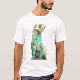 Artistieke Waterverf Teal Marmer Fret Mannen T-shirt