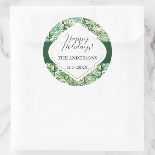 Artistieke Waterverf Tree gepersonaliseerd Ronde Sticker (Tas)