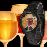Artistieke Waterverf Wijn-o-klok Horloge<br><div class="desc">Kijk uit met een schilderij van drie glazen wijn. De aantallen zijn afzonderlijke afbeeldingen en kunnen worden geschrapt als u hen niet nodig hebt. Leuk voor een wijnliefje!</div>
