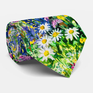 Artistieke waterverf wilde bloemen stropdas