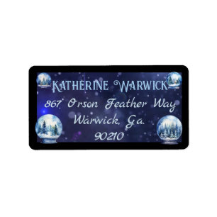 Artistieke Waterverf Wintersneeuwbollen Etiket