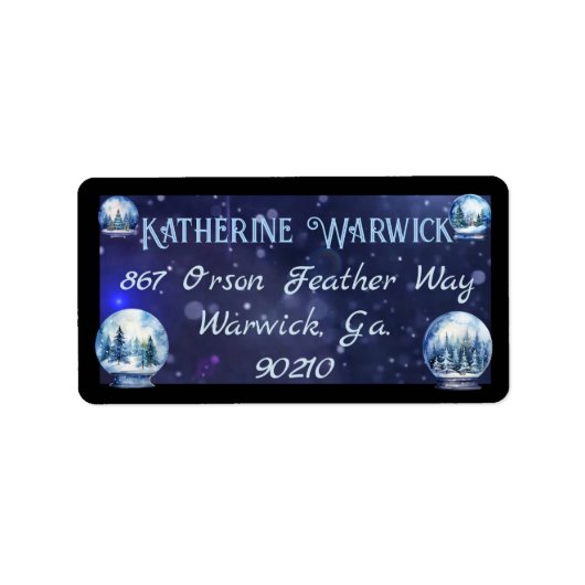 Artistieke Waterverf Wintersneeuwbollen Etiket (Voorkant)