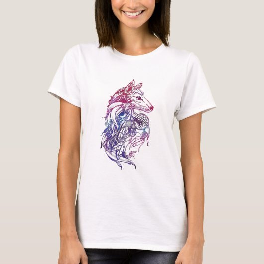 Artistieke Waterverf Wolf T-shirt (Voorkant)