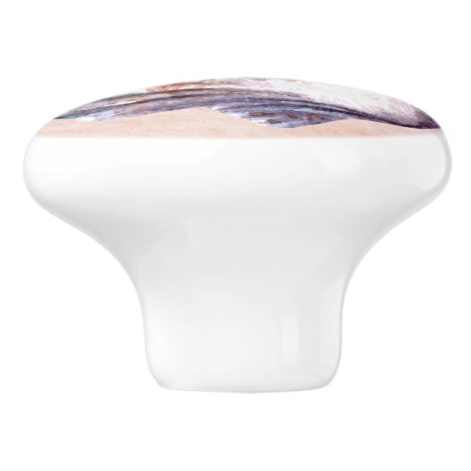 Artistieke waterverf zeeschelp Ocean vibes Keramische Knop (Zijkant)