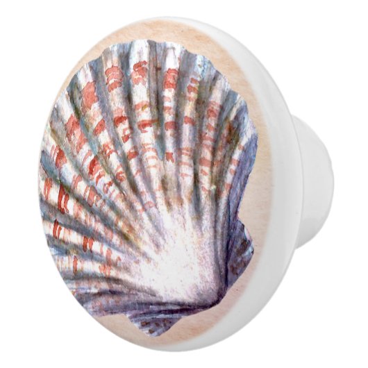 Artistieke waterverf zeeschelp Ocean vibes Keramische Knop (Rechts)