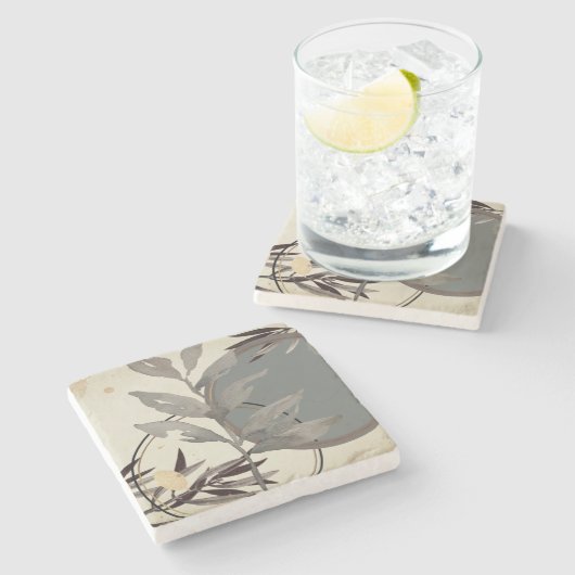 Artistieke Waterverf Zen Botanisch Stenen Onderzetter (Zijkant)