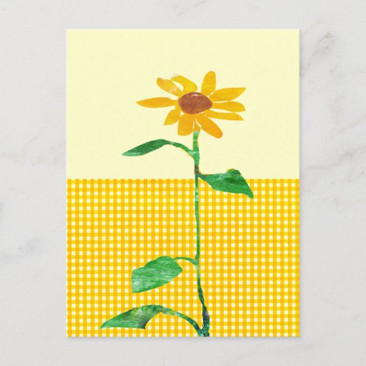 Artistieke Waterverf Zonnebloem Gingham Patronen Briefkaart (Voorkant)
