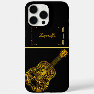 Artistieke weergave van een Gouden Gitaar Design iPhone 16 Pro Max Hoesje