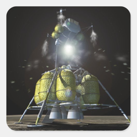 Artistieke weergave van een nieuw ruimteschip naar vierkante sticker (Voorkant)