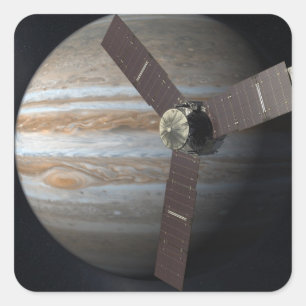 Artistieke weergave van JUNO orbiter bij Jupiter Vierkante Sticker
