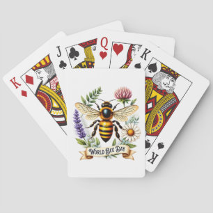Artistieke Wereld Bijendag Illustratie met Honingb Pokerkaarten