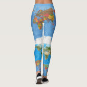 Artistieke Wereldkaart Projectie Leggings (Achterkant)