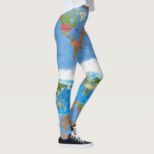 Artistieke Wereldkaart Projectie Leggings (Rechts)