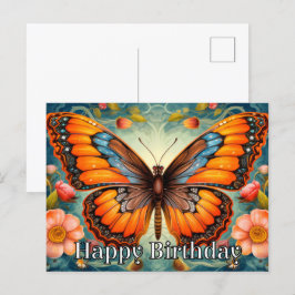 Artistieke Whimsical Butterfly Happy Birthday Feestdagenkaart