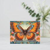Artistieke Whimsical Butterfly Happy Birthday Feestdagenkaart (Staand voorkant)