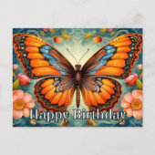 Artistieke Whimsical Butterfly Happy Birthday Feestdagenkaart (Voorkant)