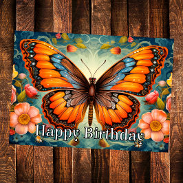 Artistieke Whimsical Butterfly Happy Birthday Kaart