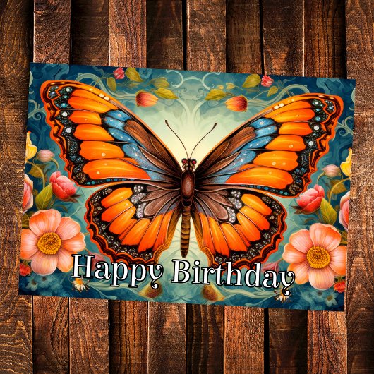 Artistieke Whimsical Butterfly Happy Birthday Kaart