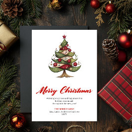 Artistieke Whimsical Kerstboom Wenskaart Feestdagenkaart