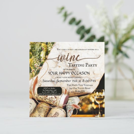 Artistieke wijnmakerij of wijngaard wijnproeverij kaart (Staand voorkant)