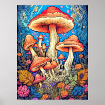 Artistieke Wild Psychedelic Mushroom Art