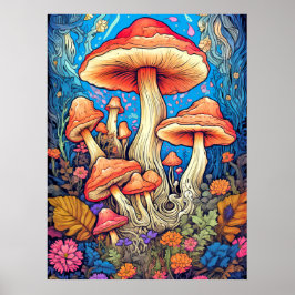 Artistieke Wild Psychedelic Mushroom Art Poster