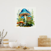 Artistieke Wild Psychedelic Mushroom Illustratie Poster (Keuken)