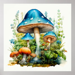Artistieke Wilde Paddenstoelen Illustratie met Psy Poster