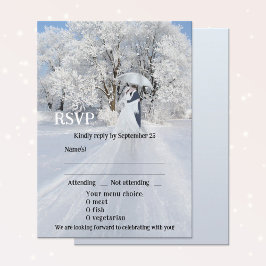 Artistieke Winter Wonderland Dream Wedding RSVP-ka Kaart
