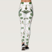 Artistieke witte roos en bladeren leggings (Achterkant)