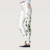 Artistieke witte roos en bladeren leggings (Links)
