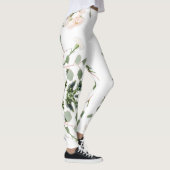 Artistieke witte roos en bladeren leggings (Rechts)