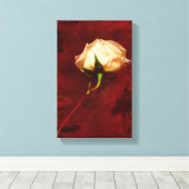 Artistieke Witte Rose Canvas Wrap Afdruk (Insitu (Houten vloer))