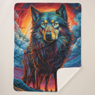 Artistieke Wolf Hond Sherpa Deken