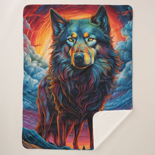 Artistieke Wolf Hond Sherpa Deken (Voorkant)