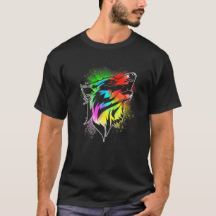 Artistieke Wolf in Art Splash Stijl Wolf Gezicht G T-shirt