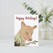 Artistieke Woodland Kerstmis Fox Feestdagenkaart (Staand voorkant)