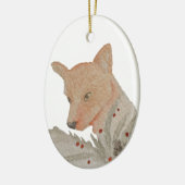 Artistieke Woodland Kerstmis Fox Keramisch Ornament (Links)