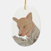 Artistieke Woodland Kerstmis Fox Keramisch Ornament (Voorkant)