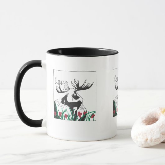 Artistieke Woodland Moose Mok (Met donut)