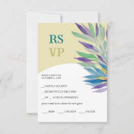 Artistieke Yellow Paarse Boho Bloemen Waterverf RSVP Kaartje