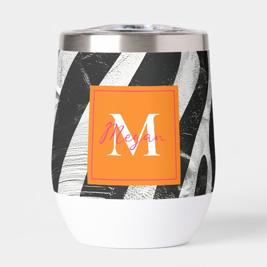 Artistieke Zebra Strepen Sinaasappel & Hot Pink Mo (Voorkant)