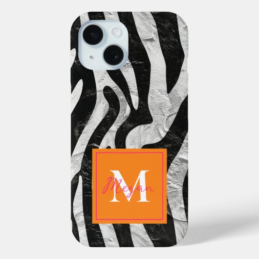 Artistieke Zebra Strepen Sinaasappel & Hot Pink Mo Case-Mate iPhone Case (Achterkant)