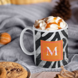 Artistieke Zebra Stripes Sinaasappel & Hot Pink St Koffiemok