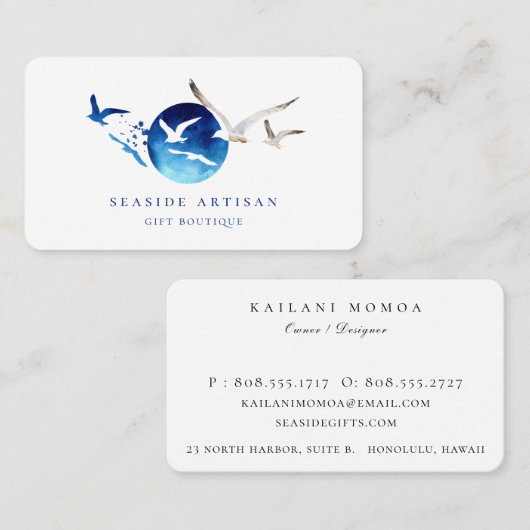 Artistieke zeebodem Waterverf Logo Visitekaartje (Voorkant / Achterkant)