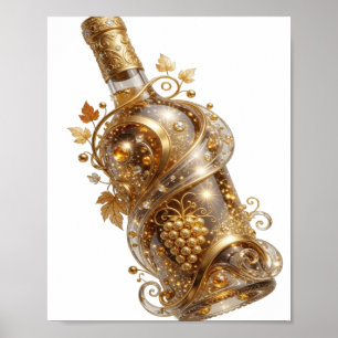 Artistieke Zilveren GOUDEN WIJNFLLES Afdruk Poster